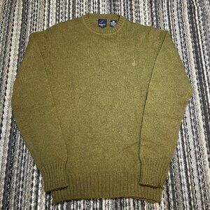 Daniel Hechter Paris Sweater 100% Pure Virgin Wool Embroidered Logo Green Small